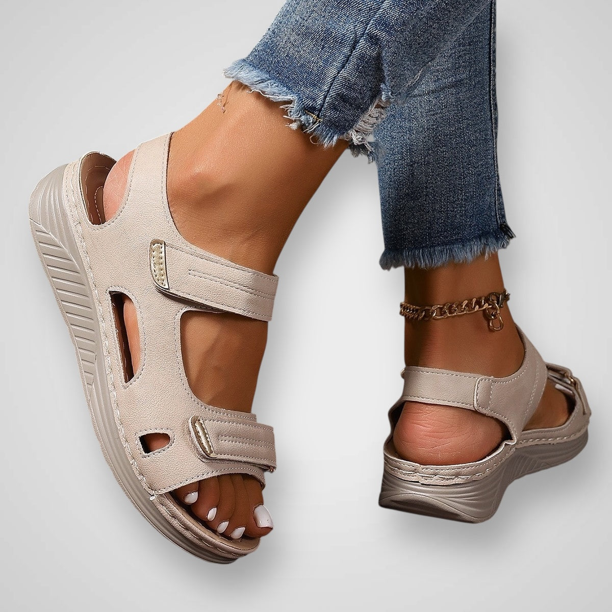 Fame – Orthopädische Damen-Plateausandalen mit Riemen – Ansicht 3