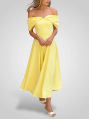 Schulterfreies Maxikleid für Damen mit plissiertem Design – Ansicht 7