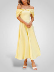 Schulterfreies Maxikleid für Damen mit plissiertem Design – Ansicht 5
