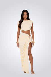 Maxi-Damenset Kaia mit Metallic-Details und Seitenschlitz – Ansicht 3
