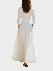 Weißes langes Maxikleid für Damen mit strukturierter Linie – Ansicht 3