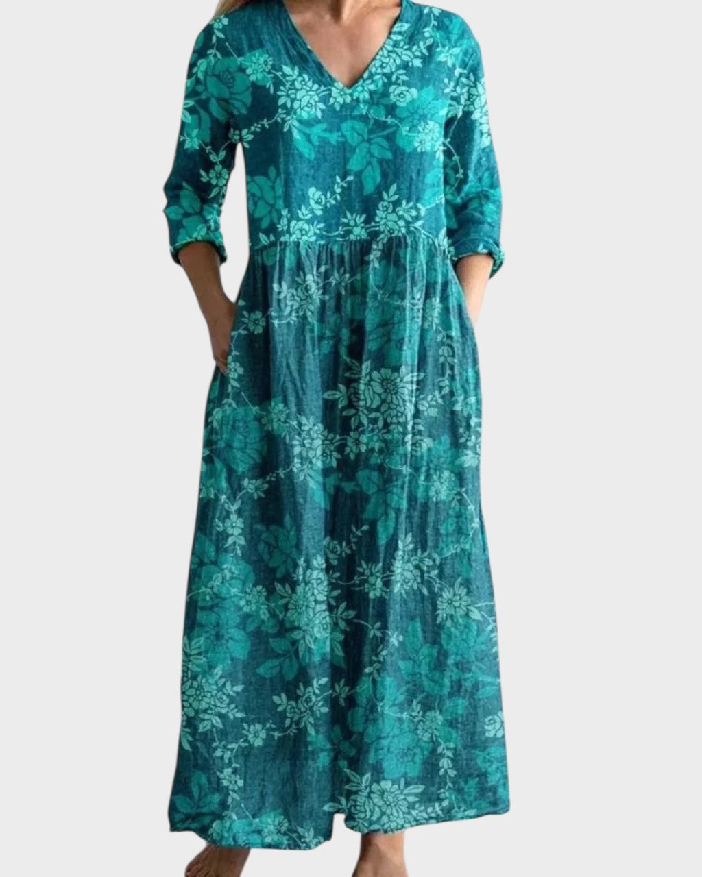 C&G™ | Langes Retro-Kleid mit Blumenmuster