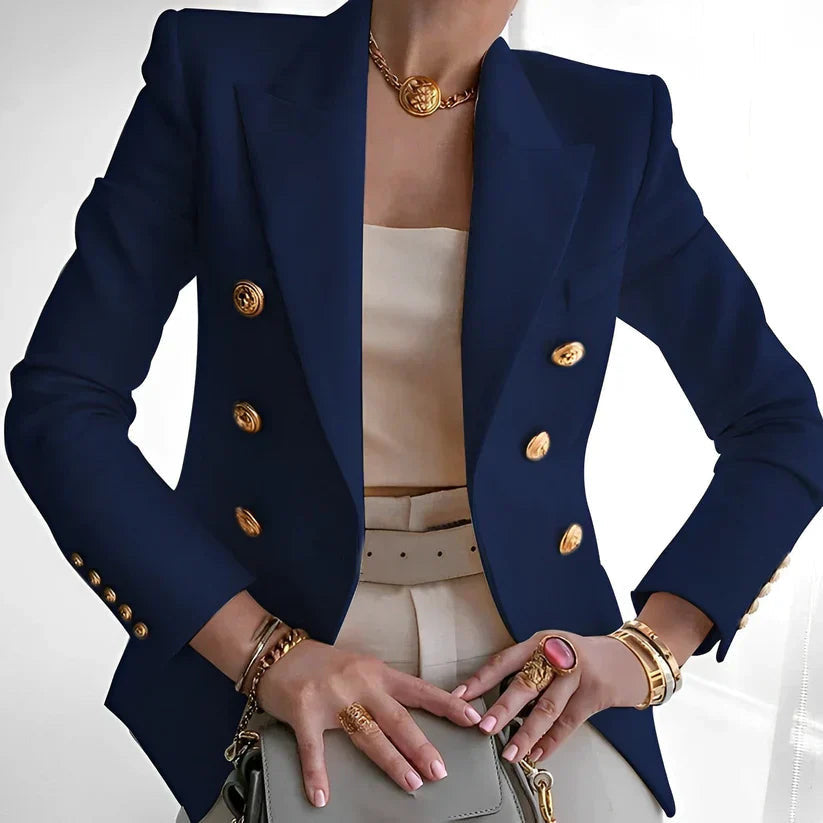 Rosanne – Klassische Damenjacke mit goldfarbenen Details – Ansicht 3