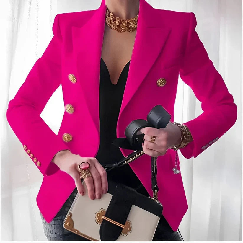 Rosanne – Klassische Damenjacke mit goldfarbenen Details – Ansicht 2