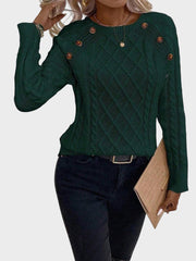 Clara – Strickpullover für Damen mit Knöpfen und Zopfmuster – Ansicht 11
