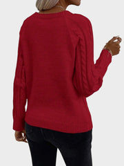 Clara – Strickpullover für Damen mit Knöpfen und Zopfmuster – Ansicht 5