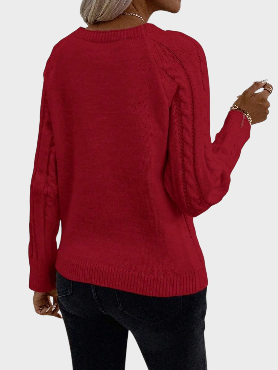 Clara – Strickpullover für Damen mit Knöpfen und Zopfmuster – Ansicht 5