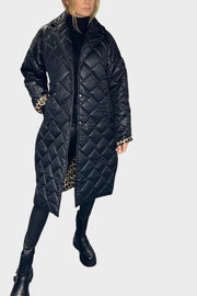 Kensington – Wendbarer Steppmantel für Damen mit Leopardenfutter