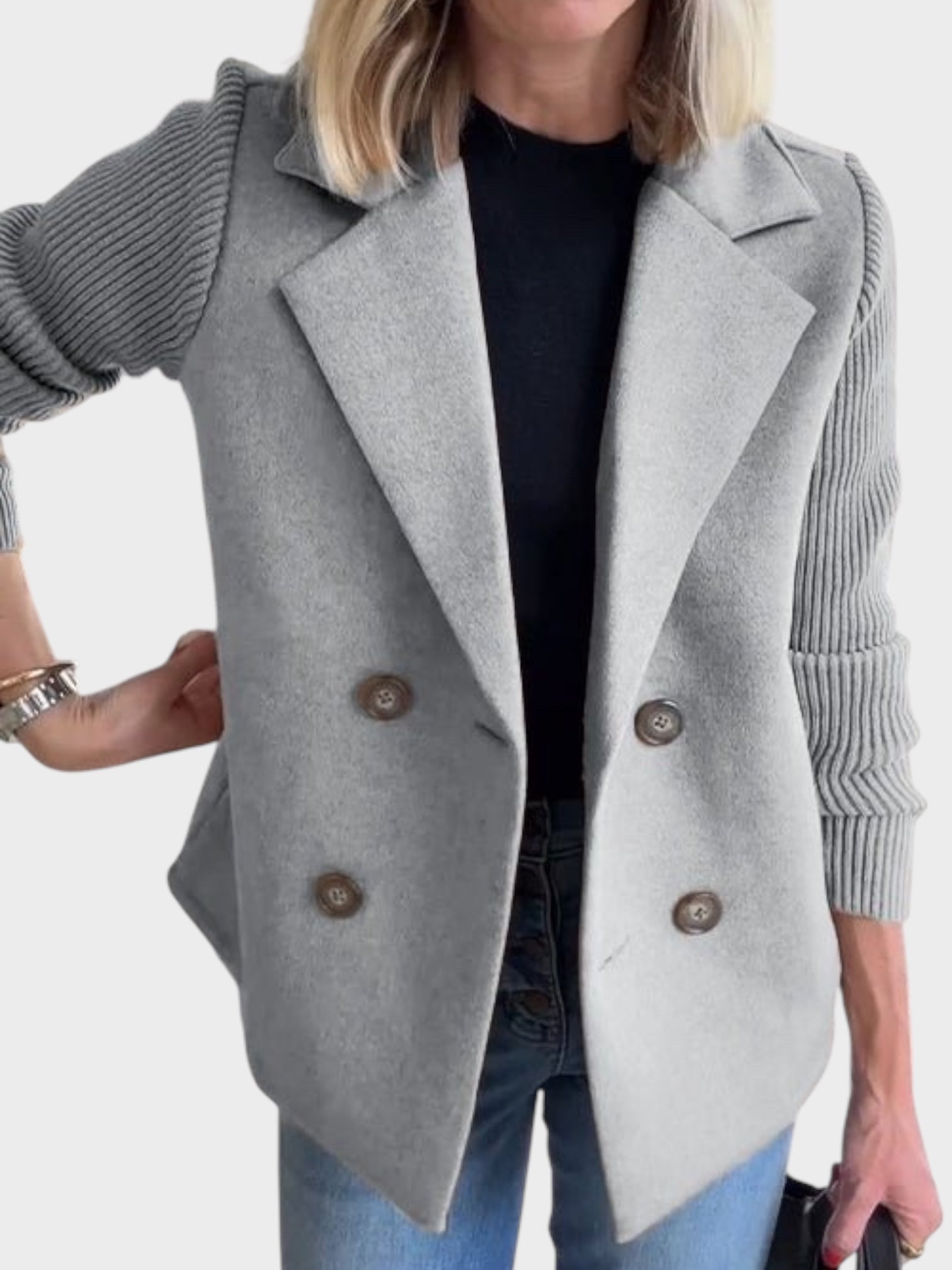 Amora – Elegante Damenjacke mit Strickärmeln – Ansicht 7