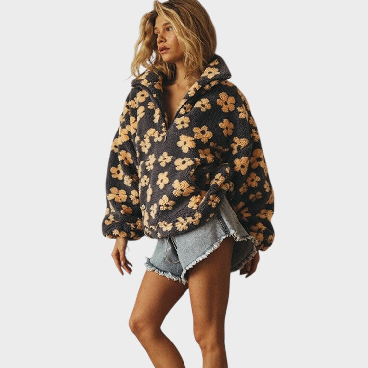 Daisy – Fleece-Sweatshirt für Damen mit Blumenmuster – Ansicht 5