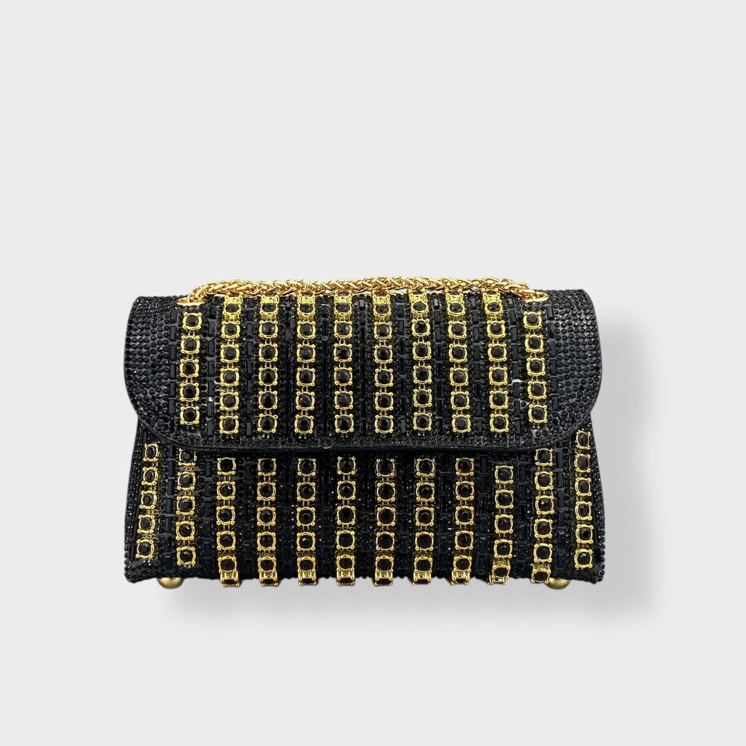 Stellina – Elegante Schultertasche für Damen mit Kette und farbigen Steinen – Ansicht 3