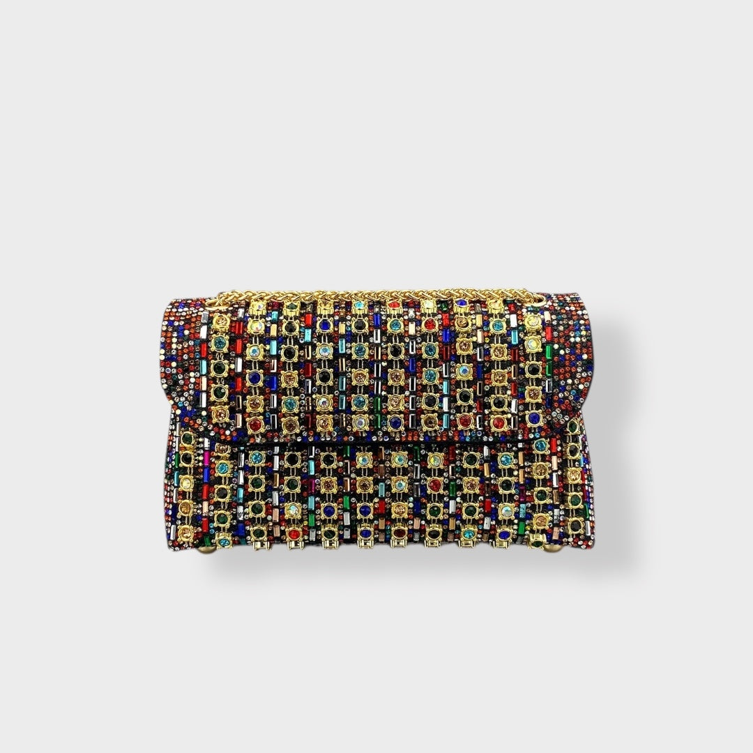 Stellina – Elegante Schultertasche für Damen mit Kette und farbigen Steinen – Ansicht 2