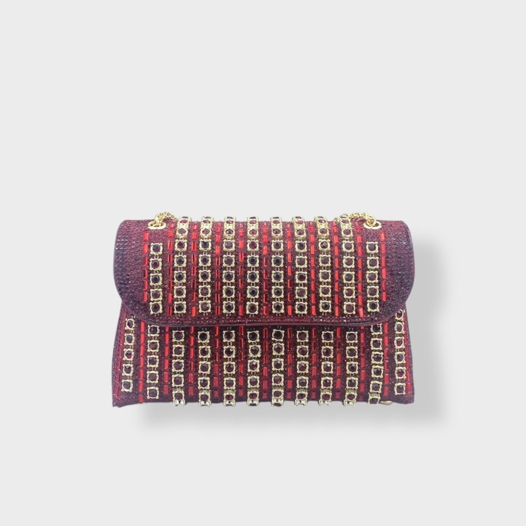 Stellina – Elegante Schultertasche für Damen mit Kette und farbigen Steinen