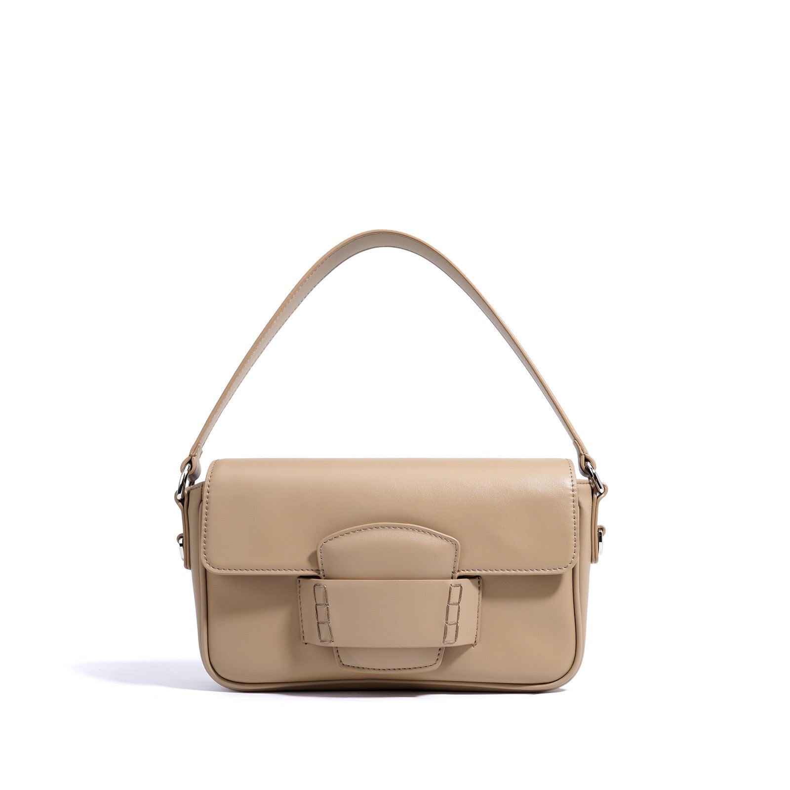 Ismene – Minimalistische Lederschultertasche für Damen mit Faltdeckel