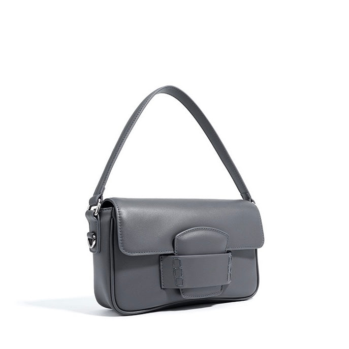 Ismene – Minimalistische Lederschultertasche für Damen mit Faltdeckel – Ansicht 3