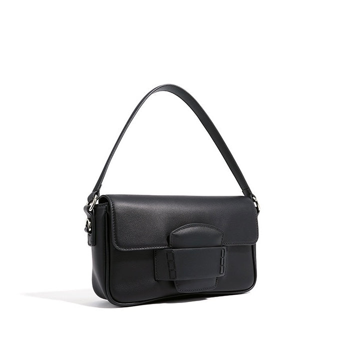 Ismene – Minimalistische Lederschultertasche für Damen mit Faltdeckel – Ansicht 5