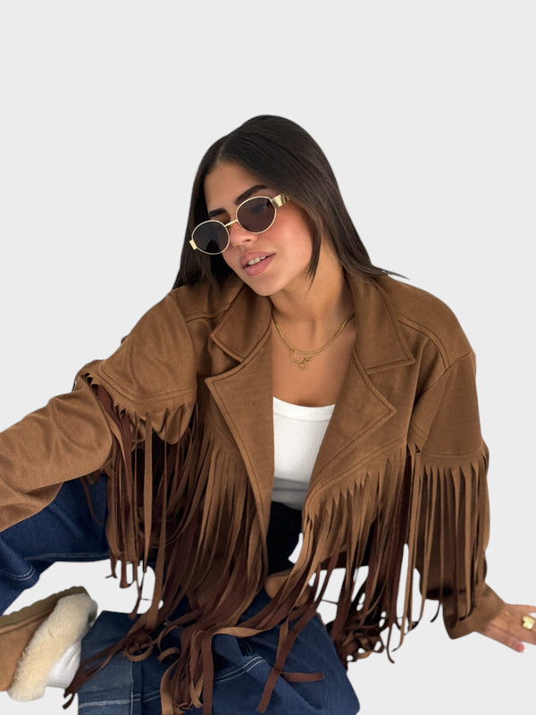 Eurika – Damen-Wildlederjacke mit Fransen – Ansicht 2