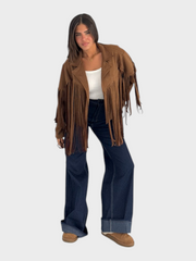 Eurika – Damen-Wildlederjacke mit Fransen – Ansicht 3