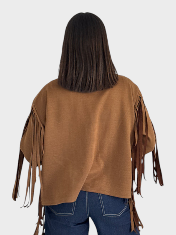 Eurika – Damen-Wildlederjacke mit Fransen – Ansicht 5