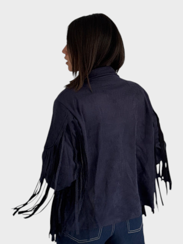 Eurika – Damen-Wildlederjacke mit Fransen – Ansicht 6