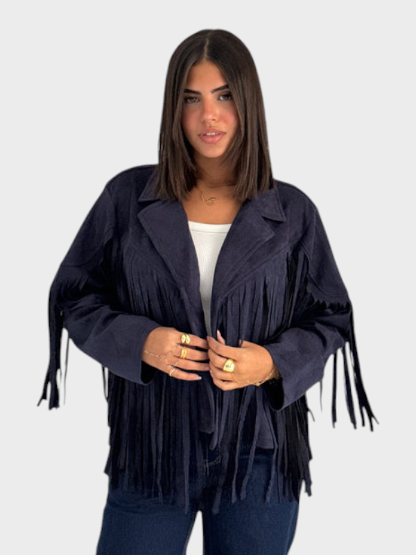 Eurika – Damen-Wildlederjacke mit Fransen – Ansicht 7