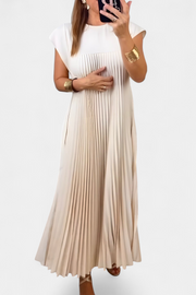 Manuela – Ärmelloses Damenkleid mit Falten und hoher Taille – Ansicht 4