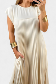 Manuela – Ärmelloses Damenkleid mit Falten und hoher Taille – Ansicht 5