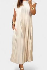 Manuela – Ärmelloses Damenkleid mit Falten und hoher Taille – Ansicht 3