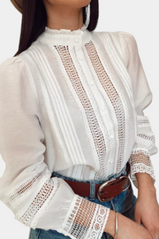 Damen-Spitzenbluse Vicenza aus Bio-Baumwolle mit Volants – Ansicht 3