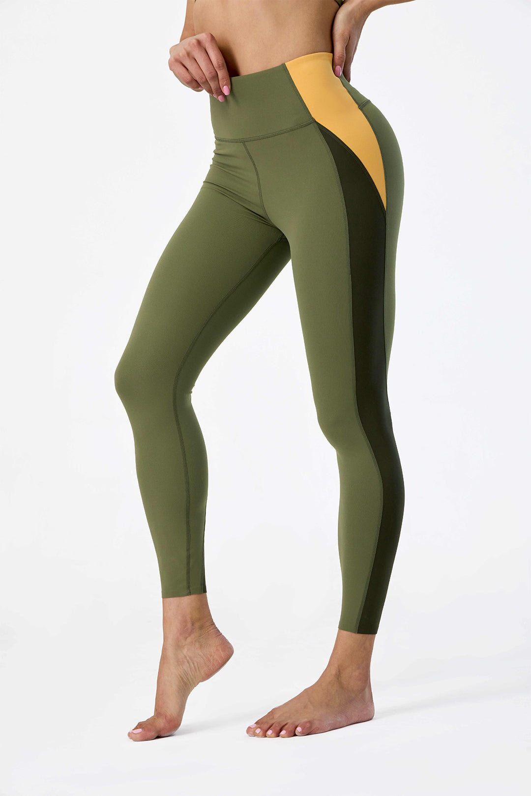 Zweifarbige Leggings mit hohem Bund für Damen