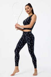 Bedruckte elastische Damen-Leggings mit hohem Bund – Ansicht 2