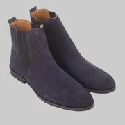Marineblaue Chelsea-Boots für Damen aus Wildleder – Ansicht 2