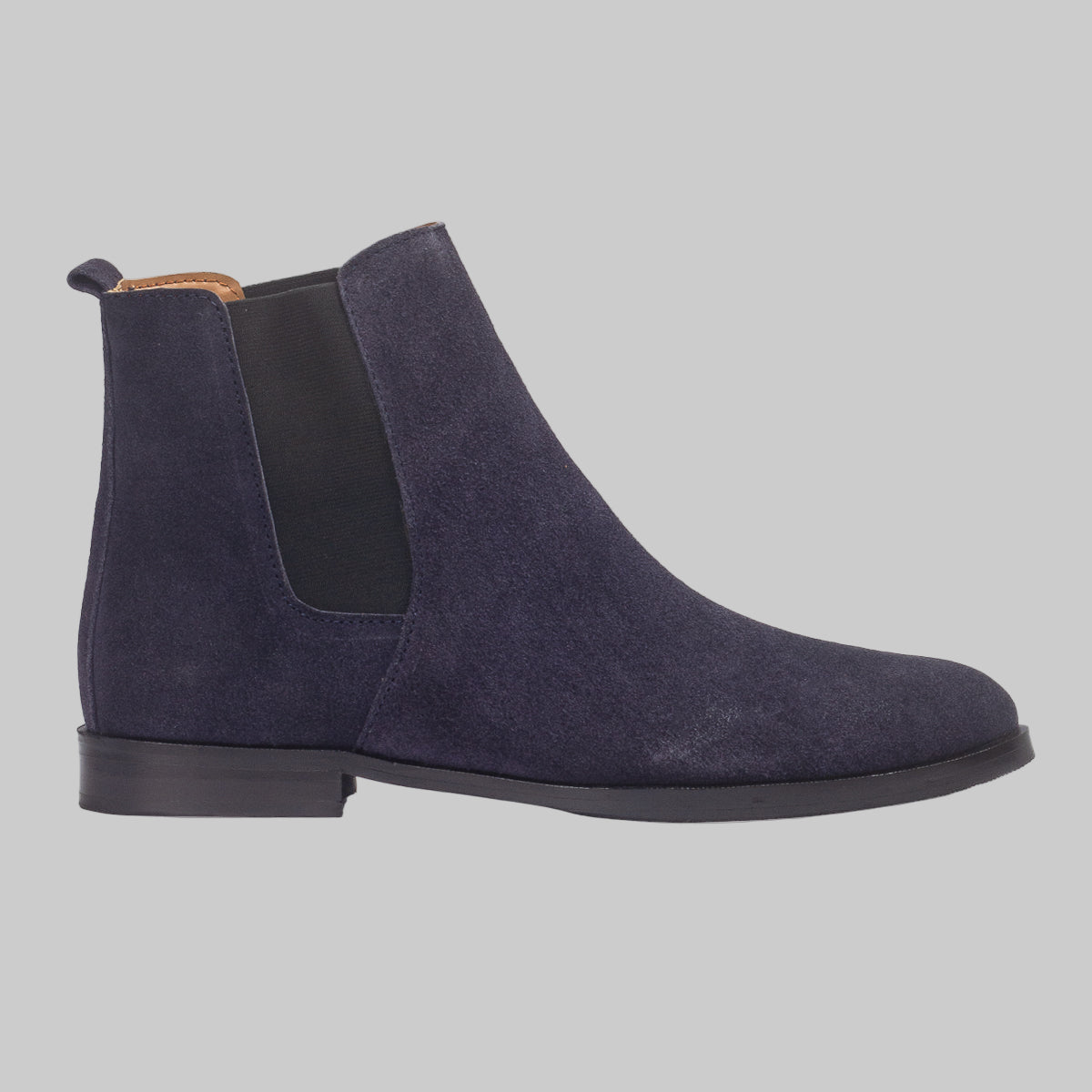 Marineblaue Chelsea-Boots für Damen aus Wildleder – Ansicht 3