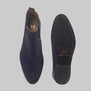 Marineblaue Chelsea-Boots für Damen aus Wildleder – Ansicht 4