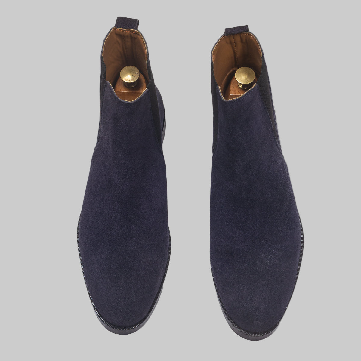 Marineblaue Chelsea-Boots für Damen aus Wildleder – Ansicht 5