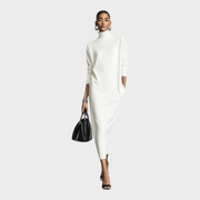 Caitlin – Schwarzes Strickkleid mit Rollkragen und lockerer Passform – Ansicht 3