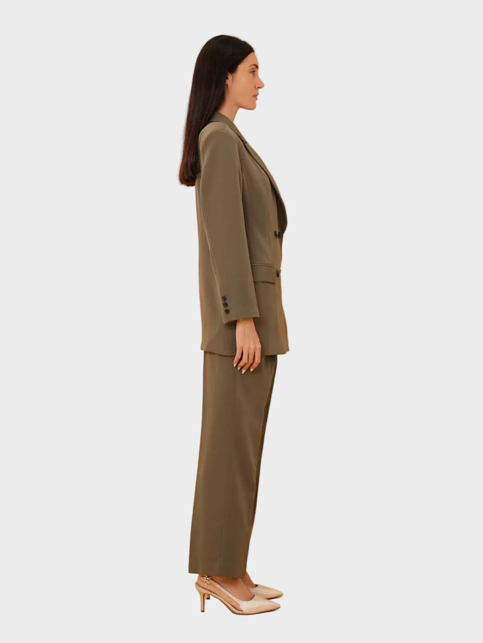 Kiara – Oversized Damen-Anzugset in Khaki – Ansicht 3