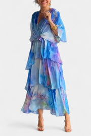 Carol – Florales Maxikleid für Damen im Aquarell-Stil – Ansicht 2