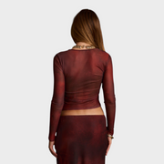 Zaria – Mesh-Bluse in Mulberry mit Neckholder-Ausschnitt – Ansicht 4