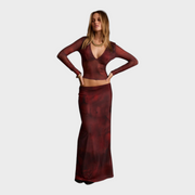 Zaria – Mesh-Bluse in Mulberry mit Neckholder-Ausschnitt – Ansicht 2