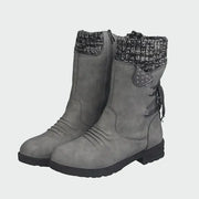 Blaue urbane Stiefeletten für Damen mit Strickdetail – Ansicht 2