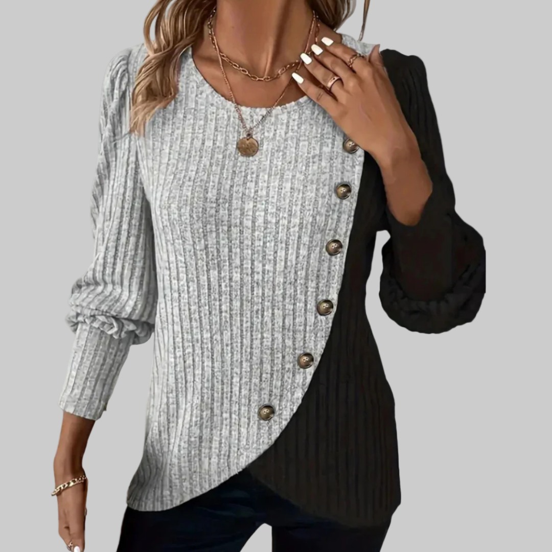 Kaia – Elegantes Strickhemd für Damen mit langen Ärmeln und Knöpfen
