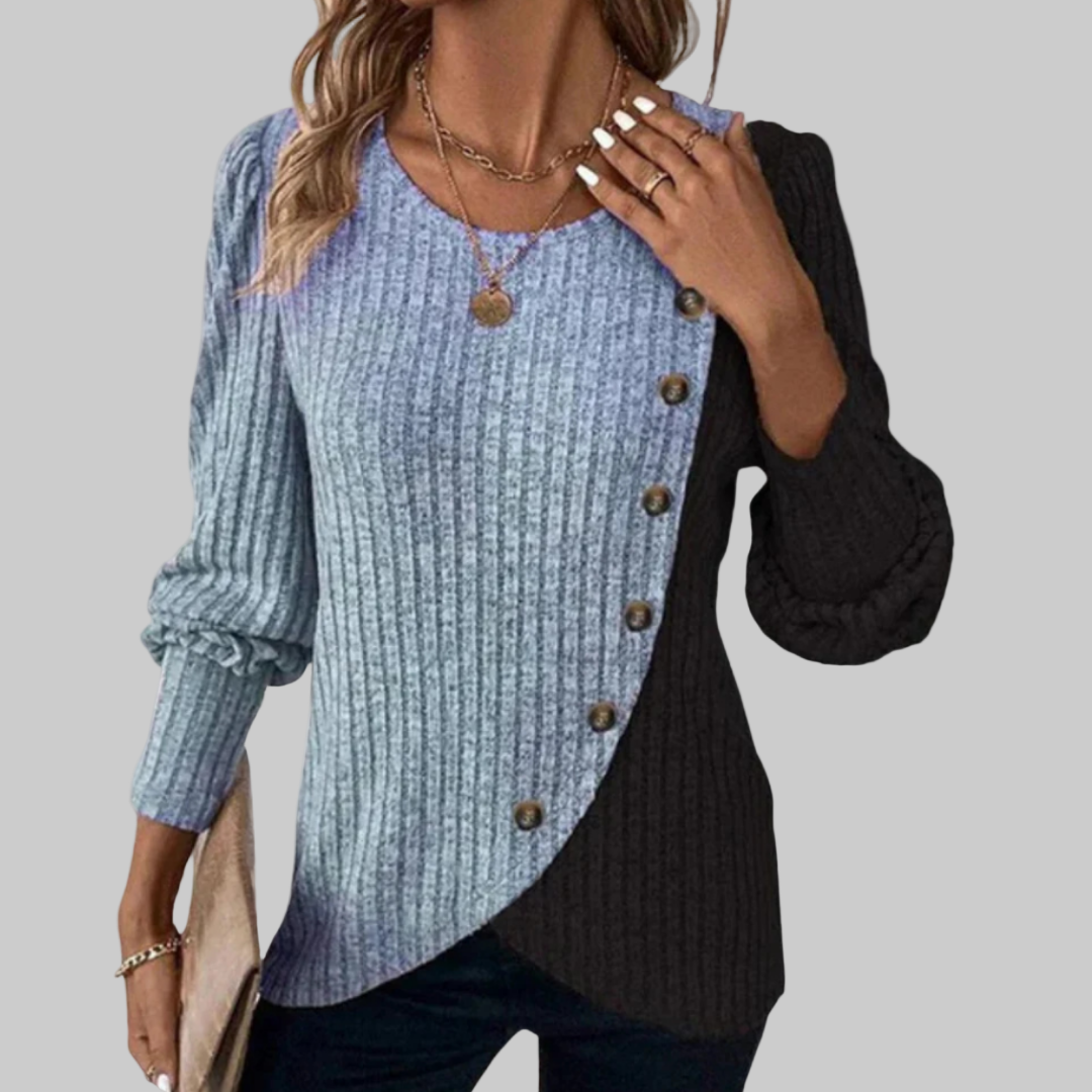 Kaia – Elegantes Strickhemd für Damen mit langen Ärmeln und Knöpfen – Ansicht 2