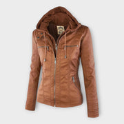 Elise – Moderne Lederjacke für Damen mit Kapuze – Ansicht 10