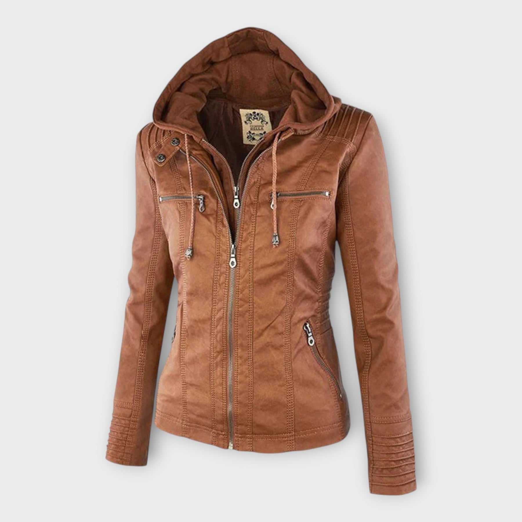 Elise – Moderne Lederjacke für Damen mit Kapuze – Ansicht 10
