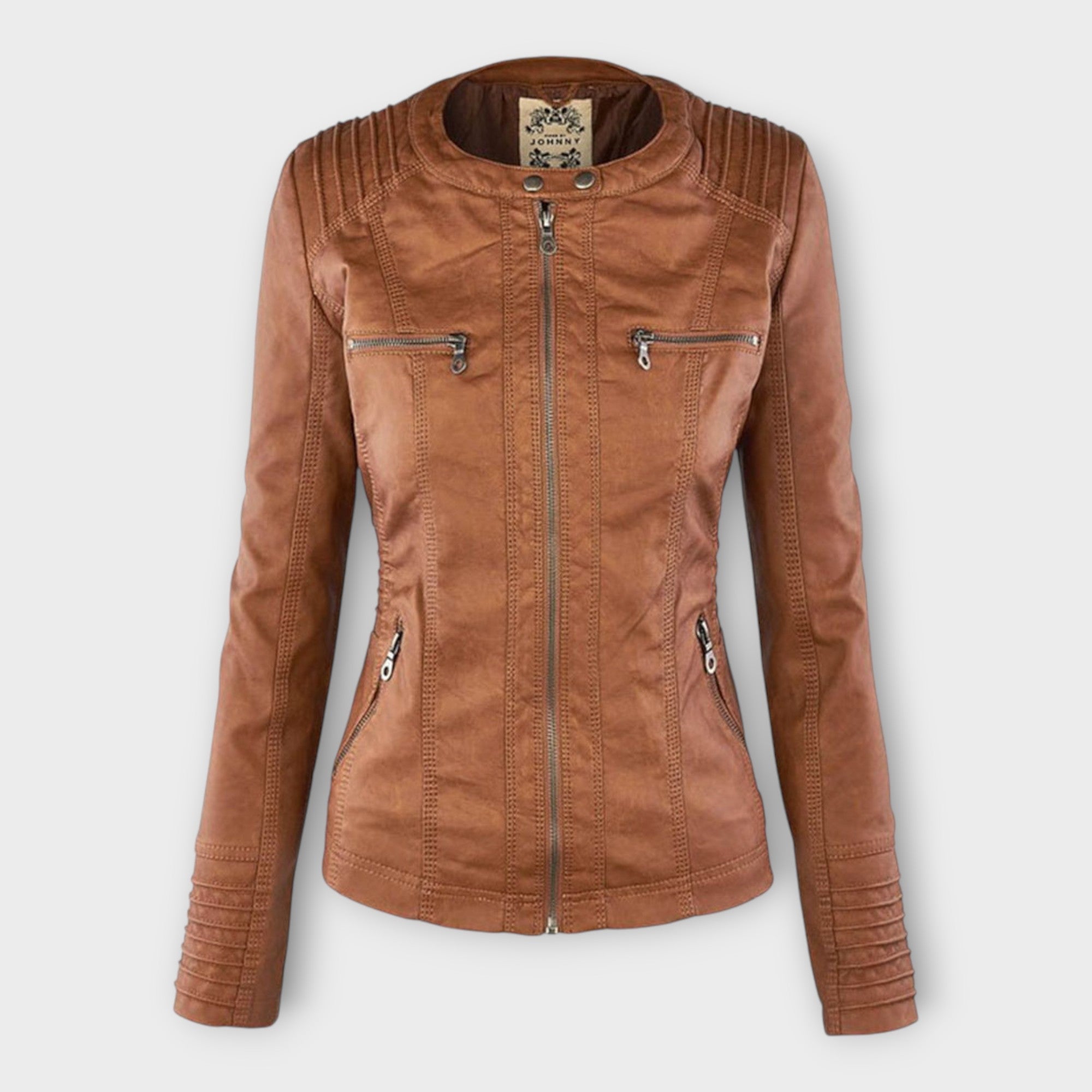 Moderne Lederjacke mit Kapuze und zeitloser Linienführung