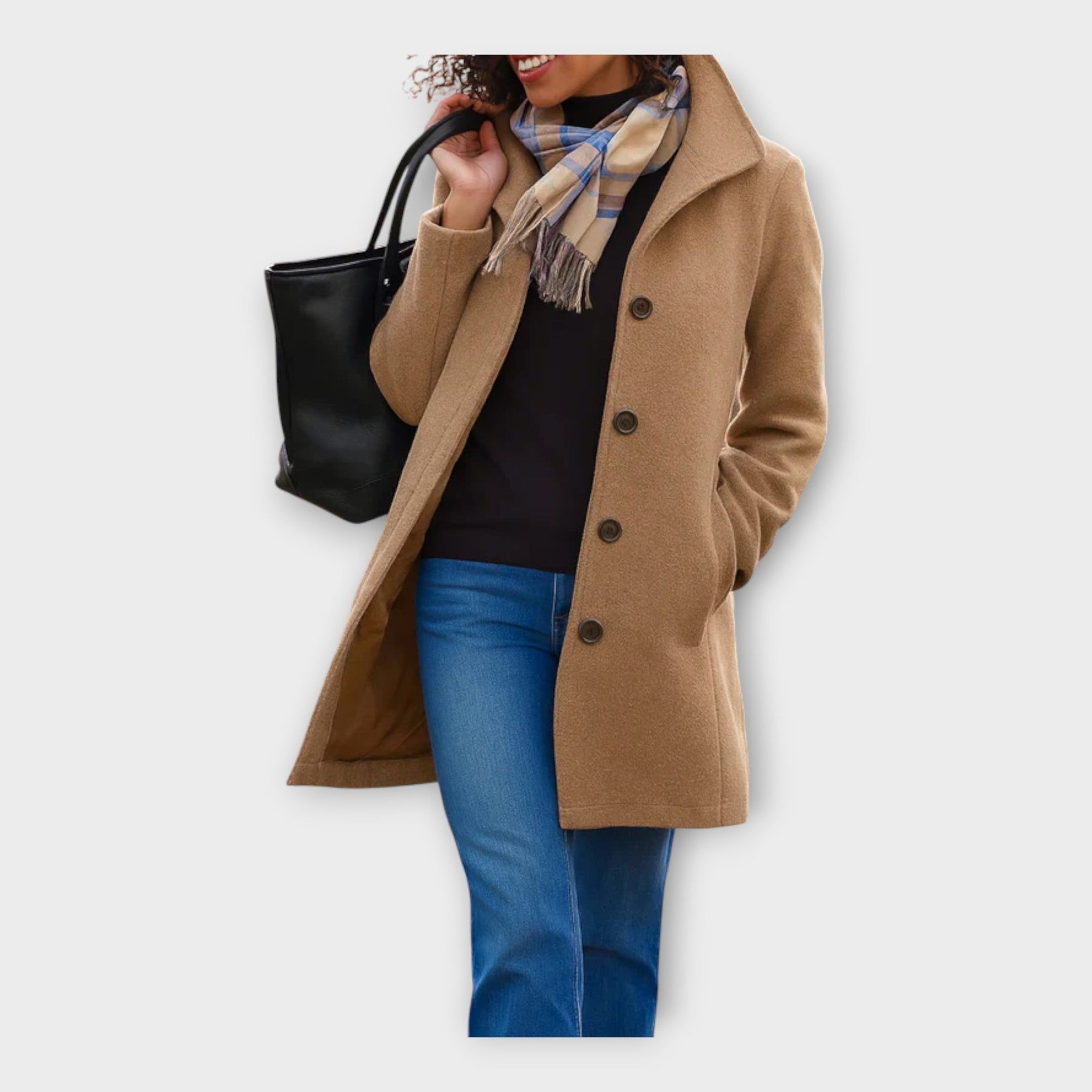 Leila – Eleganter Wollmantel für Damen mit Knöpfen – Ansicht 9