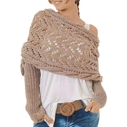 Maribel – Strickbluse-Schal für Damen mit Lochmuster und langen Ärmeln – Ansicht 2