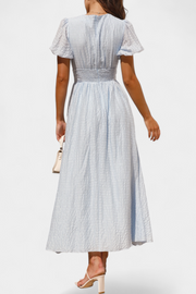 Mélia – Maxikleid für Damen mit V-Ausschnitt und Puffärmeln – Ansicht 3