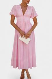 Mélia – Maxikleid für Damen mit V-Ausschnitt und Puffärmeln – Ansicht 11